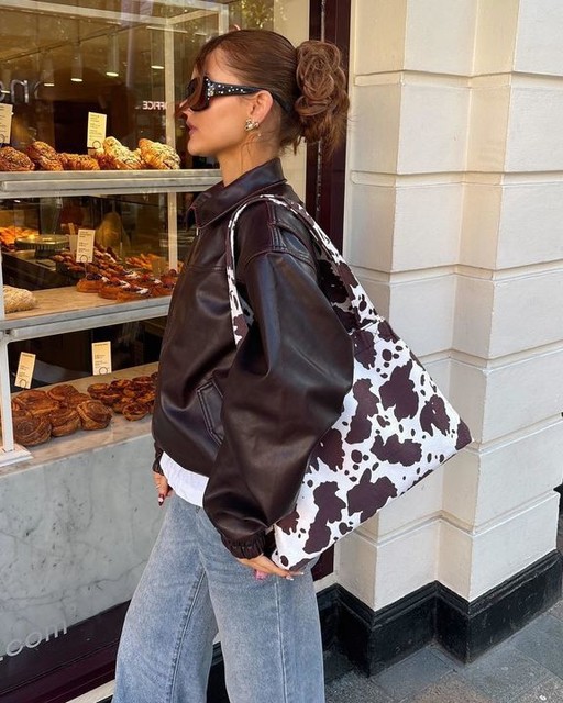 My Accessories tapered shoulder bag in cow print 