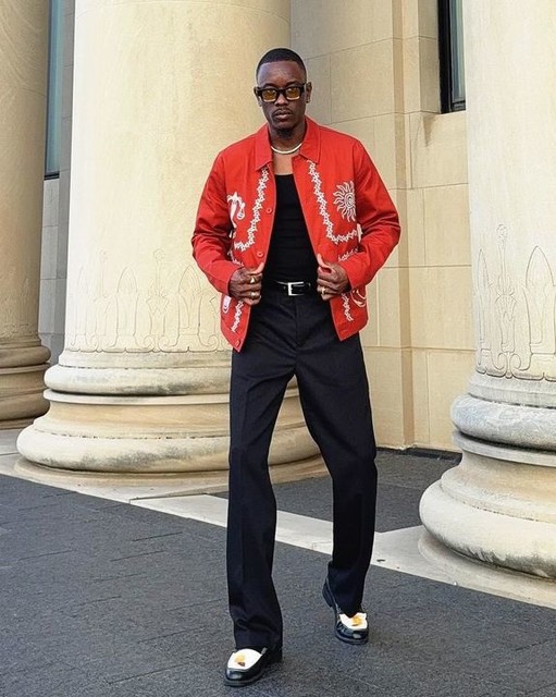 ASOS DESIGN embroidered harrington jacket in rust