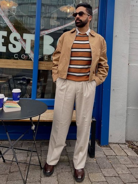 ASOS DESIGN peached cotton rich smart co-ord harrington jacket in camel