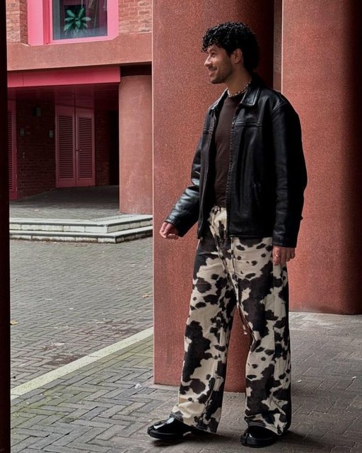 JJXX Tokyo wide fit jeans in cow print