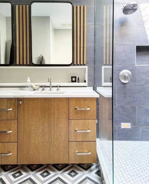 Prismatic II Carrara Blend Marble Mosaic Tile | Floor and Decor