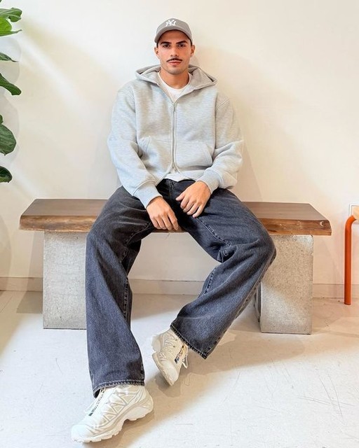 ASOS DESIGN heavyweight relaxed boxy zip through hoodie in scuba-style fabric in grey marl
