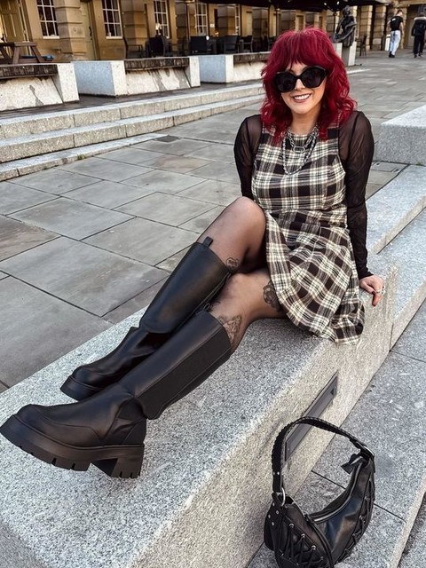 ASOS DESIGN sleeveless mini dress with box pleats in brushed black and tan check