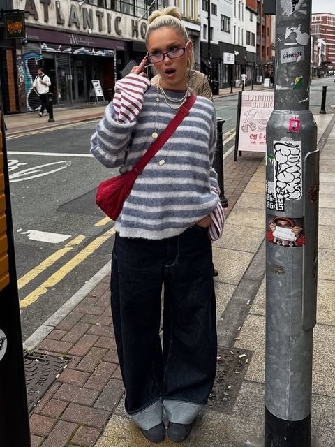 ASOS DESIGN turn up jeans with contrast stitch in indigo