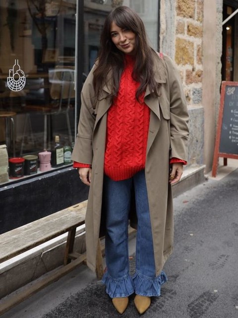 ASOS DESIGN oversized crew neck cable knit jumper in red