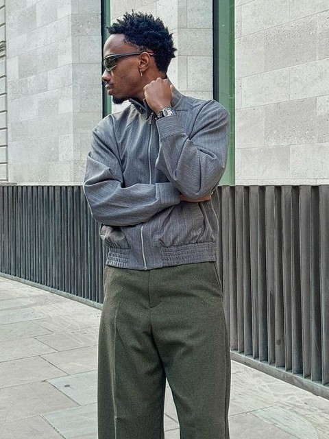 ASOS DESIGN smart co-ord oversized blouson jacket in charcoal pinstripe