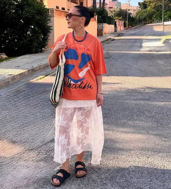 Topshop graphic Matisse oversized tee in orange
