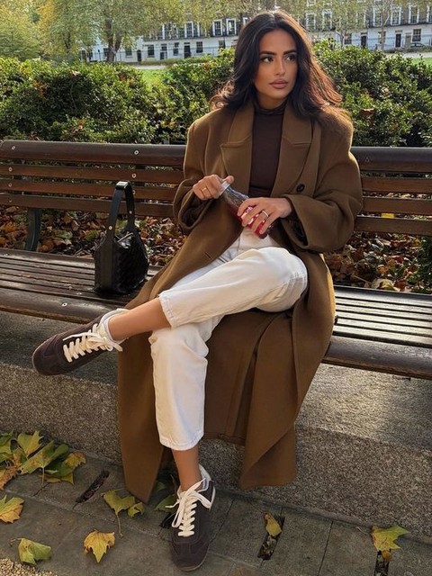 Stradivarius Soft leather trainers in brown