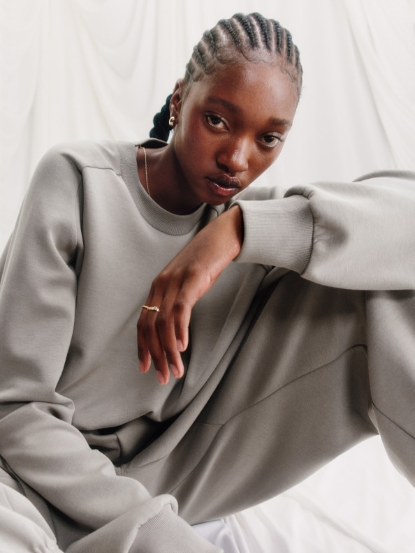 adidas Soft Lux Loose Sweatshirt - Brown | Free Shipping with adiClub