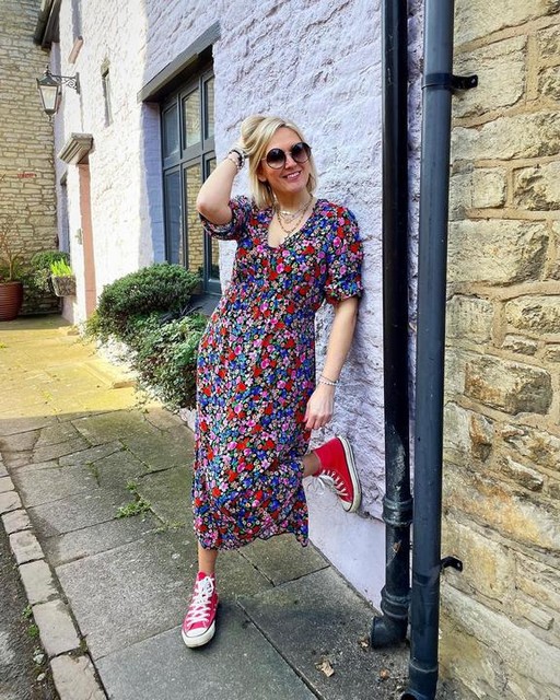 Floral Print V-Neck Midi Dress | Women | George at ASDA