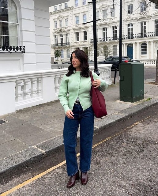 ASOS DESIGN crew neck compact cardigan in sage green