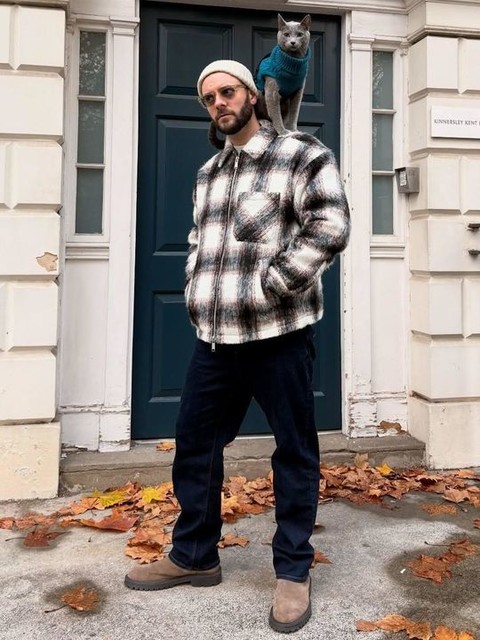 ASOS COLLECTIVE oversized quilted jacket in shadow check - IVORY