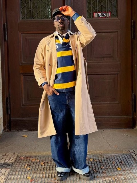 Tommy Jeans sporty rugby top in navy and yellow stripe