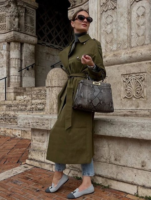 ASOS DESIGN longline trench coat in olive