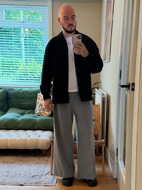 ASOS DESIGN smart extreme wide joggers in grey with long drawcord