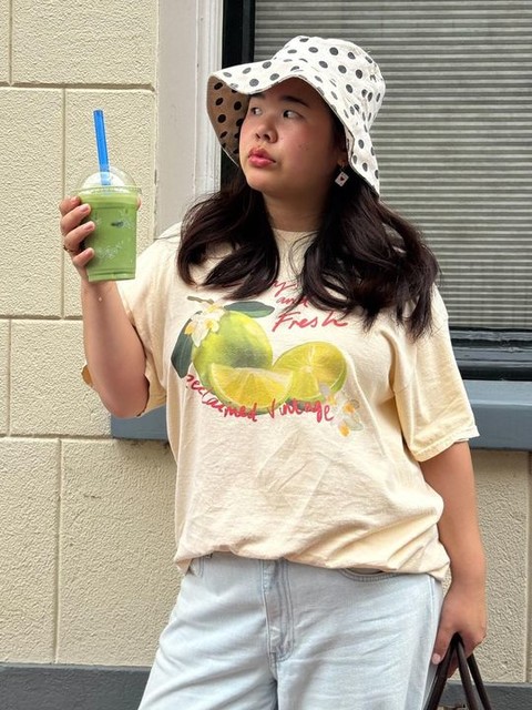 Reclaimed Vintage oversized t-shirt with lime print in yellow
