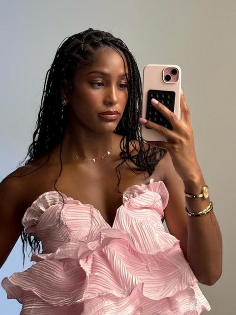 ASOS LUXE textured organza bandeau ruffle top in light pink