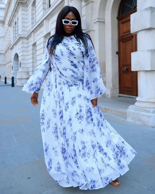 ASOS DESIGN asymmetric dropped waist maxi with open back in purple floral print
