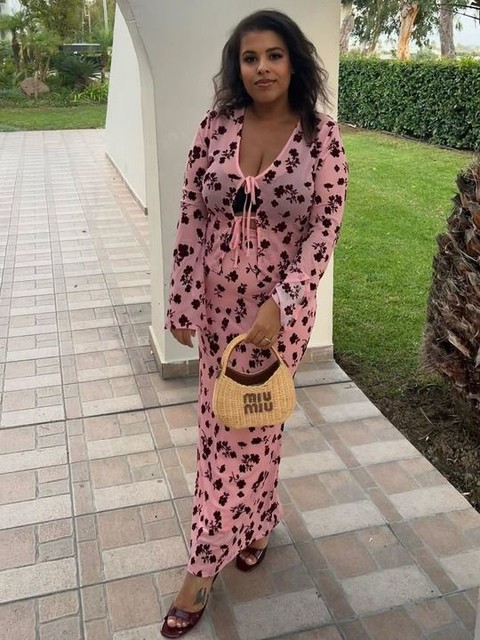 ASOS DESIGN maxi low rise floral flocked sheer skirt in pink - part of a set