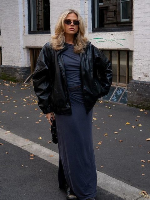 Topshop cupro twist detail maxi skirt co-ord in charcoal grey