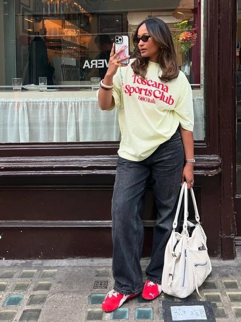 Topshop jersey graphic Toscana Sports Club oversized t-shirt in yellow