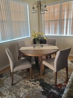 Lakeland Brown Wood 48" Round Kitchen Dining Table With Grey ...