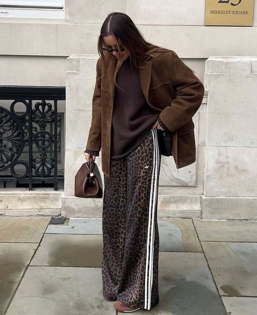 adidas Originals Firebird loose track pants in leopard print