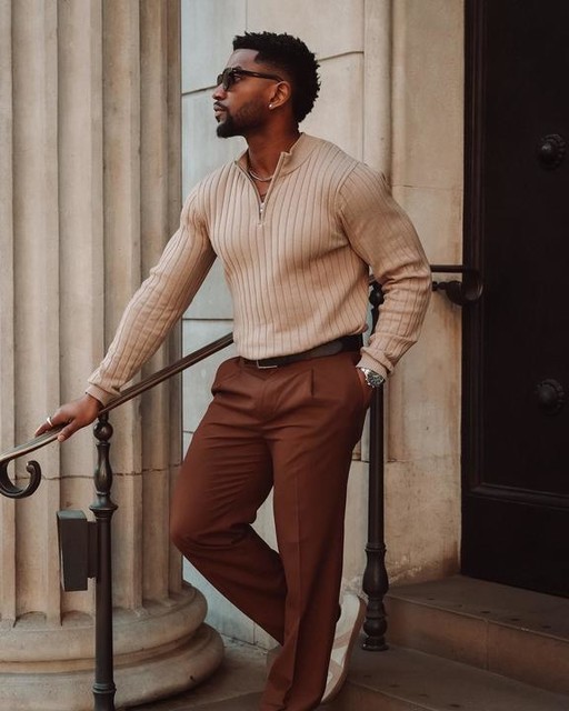 ASOS DESIGN essential muscle fit knitted rib quarter zip jumper in taupe
