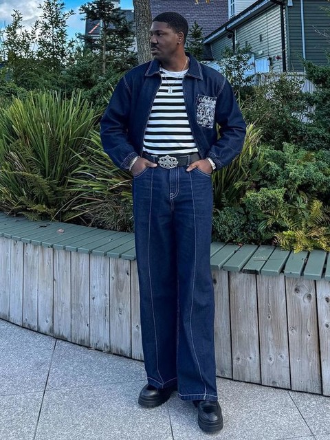 ASOS DESIGN harrington jacket with embroidery detail in indigo - part of a set