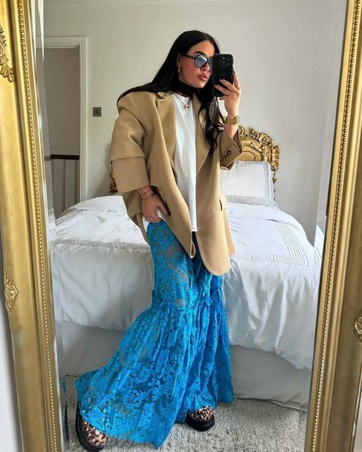 Topshop sheer lace maxi in teal