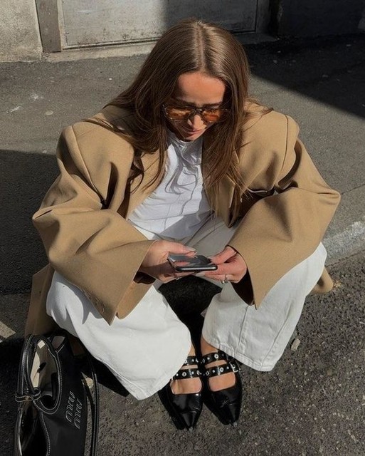 ASOS DESIGN Lava premium chisel toe Mary Jane ballets in black leather