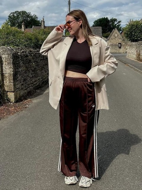 adidas Originals Firebird Loose track pants in brown