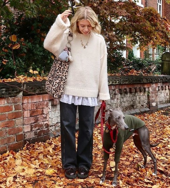 Topshop knitted fluffy crew longline jumper in ivory