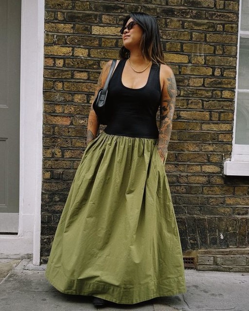 ASOS DESIGN scoop neck hybrid maxi dress in olive
