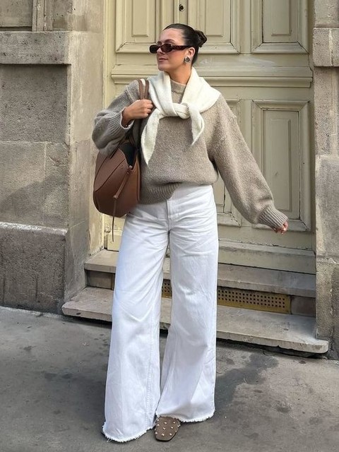 ASOS DESIGN knitted triangle scarf in winter white