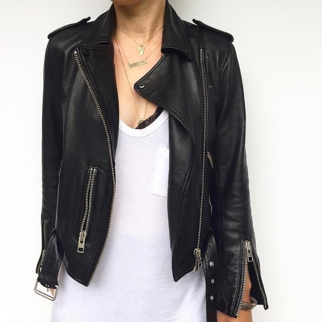 Kellye Andrus↟ - Cazadora biker de cuero Balfern