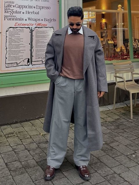 ASOS DESIGN pull on smart wide leg trousers in grey purple