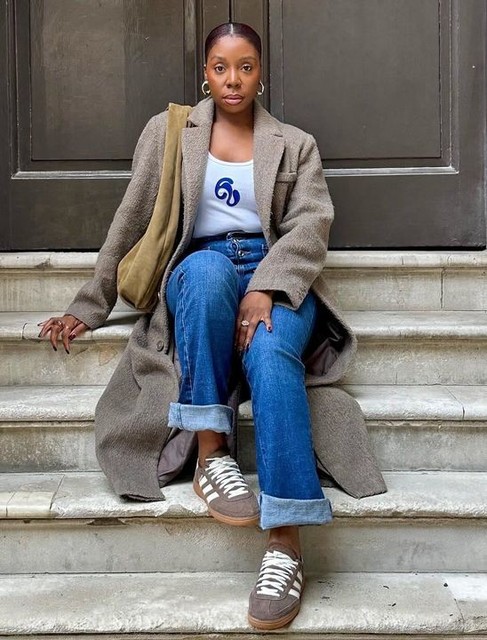 adidas Originals Handball Spezial gum sole trainers in brown and white  