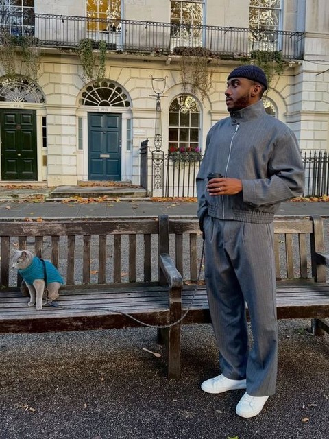 ASOS DESIGN smart co-ord oversized blouson jacket in charcoal pinstripe