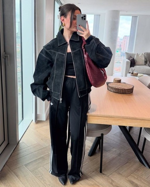 Lioness Vista leather look contrast stitch bomber jacket in black